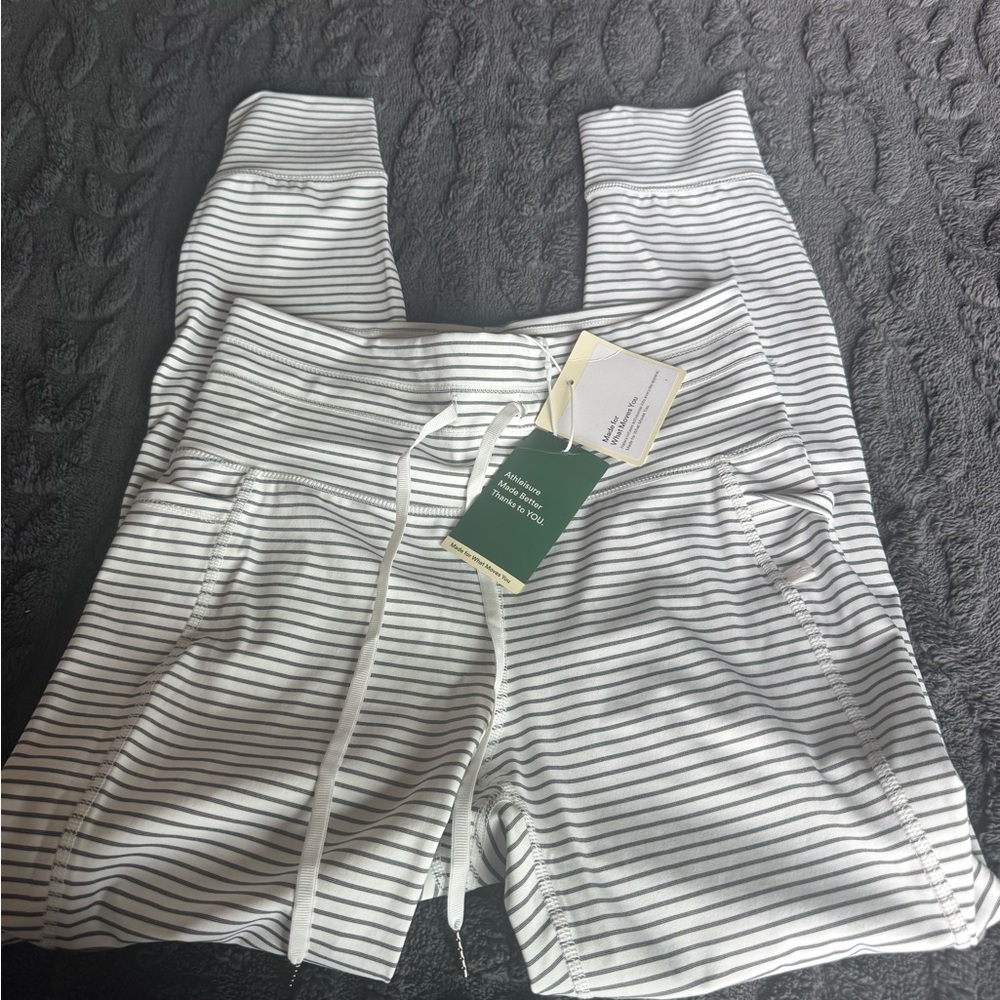 HALARA White and Black Pinstriped Lounge Pants